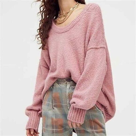Free People Sweaters - Free People Brookside Cotton Blend Tunic Sweater Alpine Rose